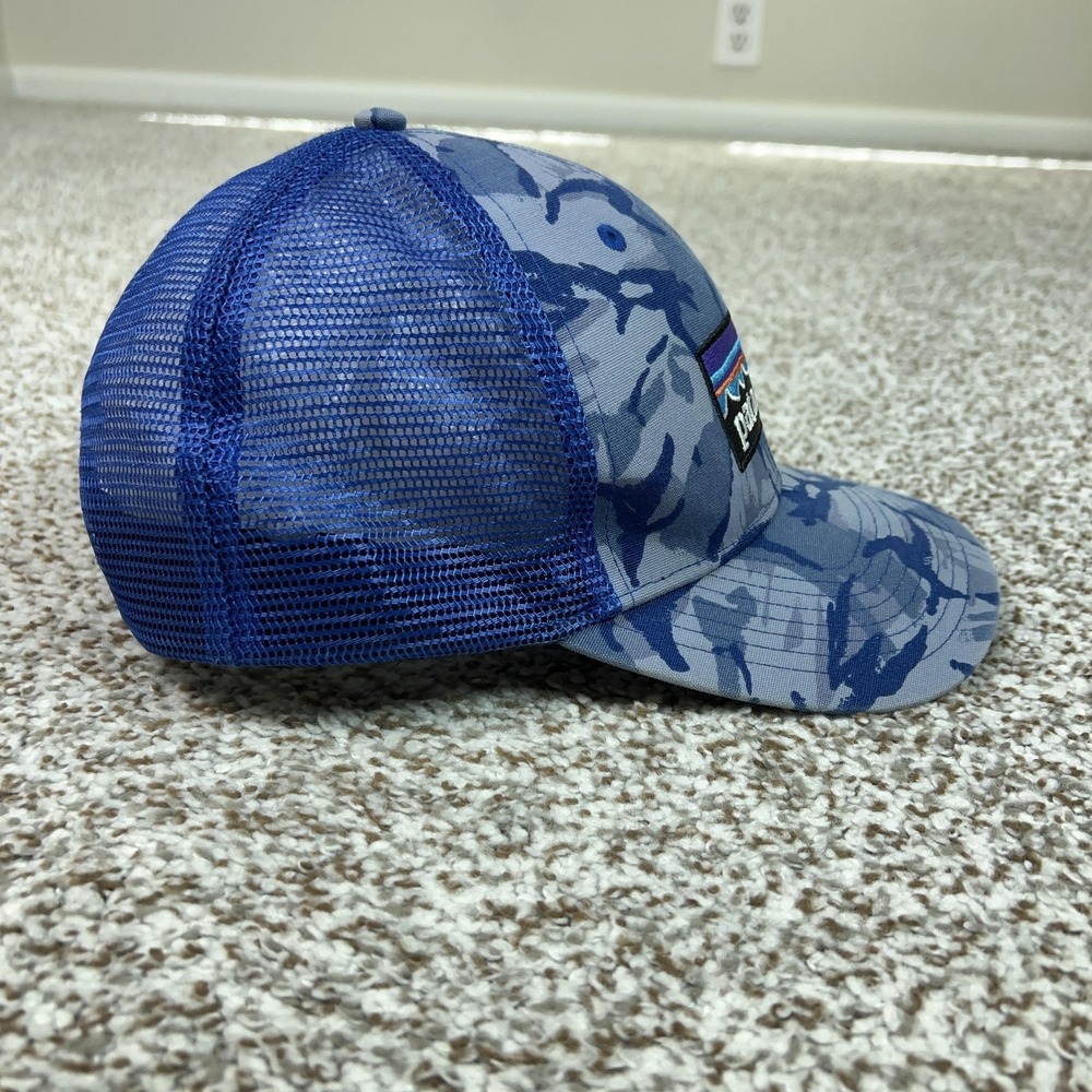 Patagonia Mens Hat Snapback Blue Camo Trucker Mesh Cap Logo Casual Outdoors - Picture 4 of 5